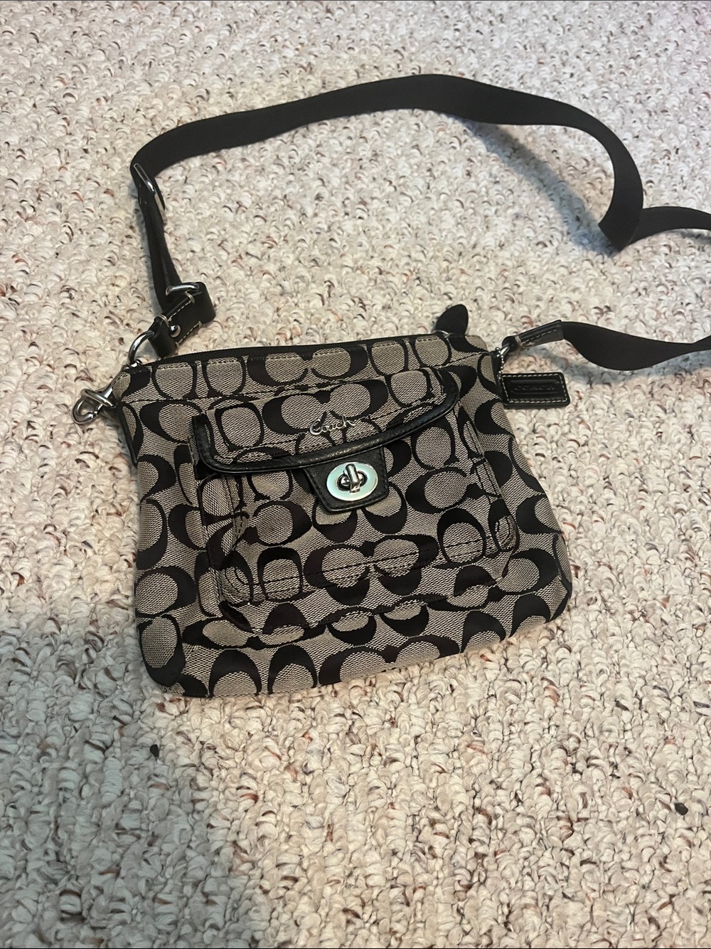 Coach Black and Tan Signature Crossbody Bag